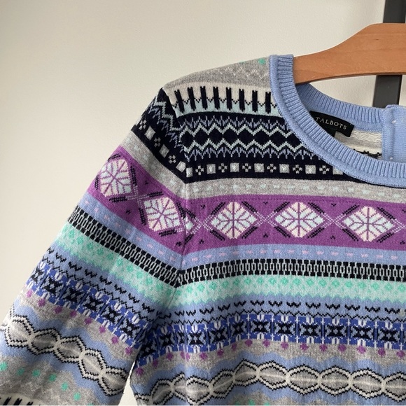 Talbots Lambswool Blend Fair Isle Sweater Womens Size Large - Picture 5 of 8